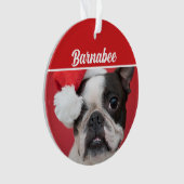 Boston Terrier Hondennaam Foto Vakantie Kerstmis Ornament (voorkant)