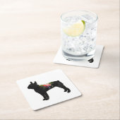 Boston Terrier Hondenras Boho Floral Silhouette Kartonnen Onderzetters (Insitu)