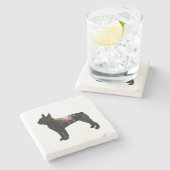 Boston Terrier Hondenras Boho Floral Silhouette Stenen Onderzetter (Zijkant)