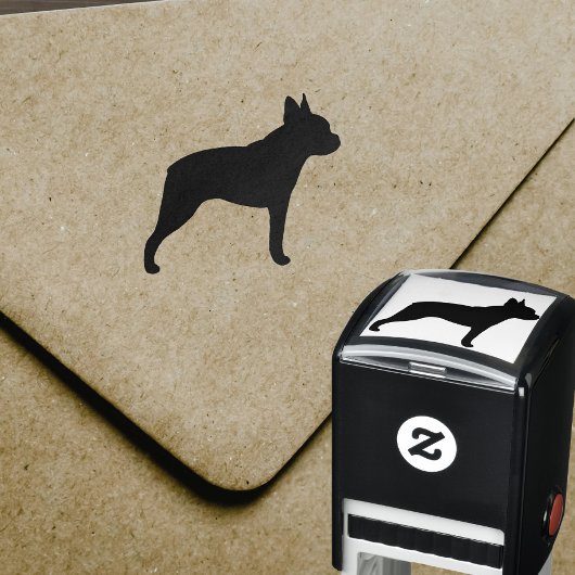 Boston Terrier Hondenras Silhouette Zelfinktende Stempel