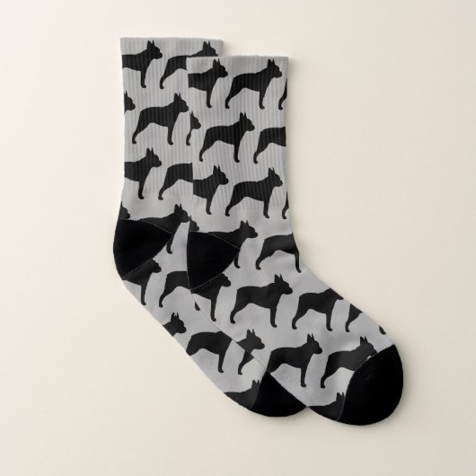 Boston Terrier Hondenras Silhouettes Pattern Sokken (Paar)