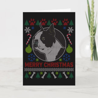 Boston Terrier Hondenras Ugly Kerstkeuken Feestdagen Kaart