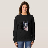 Boston Terrier Hondenrassen Dogs Puppy Decal Crack Trui (Voorkant volledig)