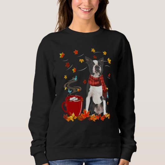 Boston Terrier Hondensjaal Herfst Chocolade Herfst Trui (Voorkant)
