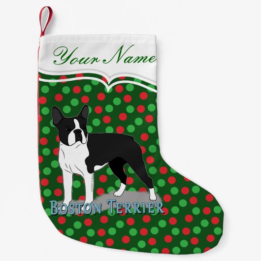 Boston Terrier Hondentekening Kleine Kerstsok (Voorkant)