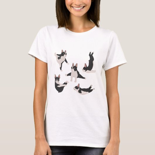 Boston Terrier hondenyoga T-shirt (Voorkant)