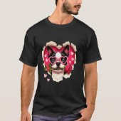 Boston Terrier Hondenzonnebril Liefde Roos Hartkle T-shirt (Voorkant)