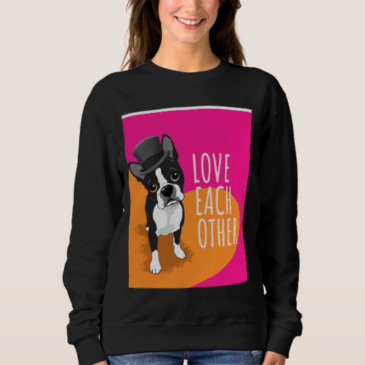 Boston Terrier houdt van elkaar Trui (Voorkant)