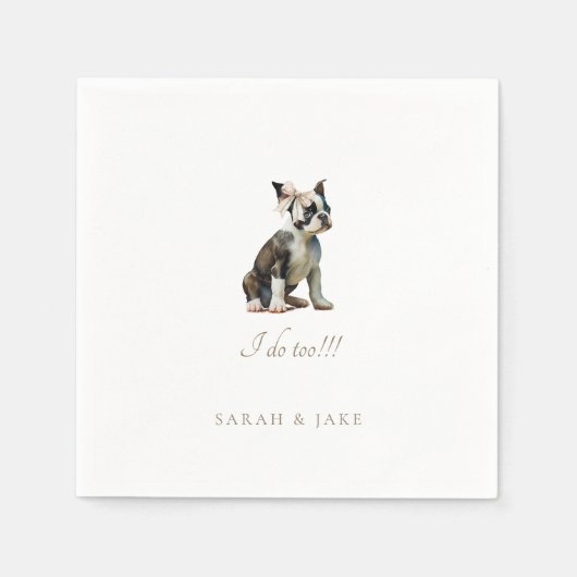 Boston Terrier Huisdier bruiloft servetten (Voorkant)