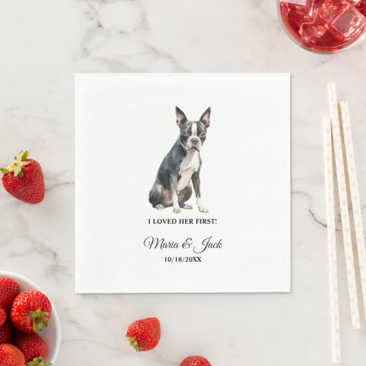 Boston Terrier Huisdier Cocktail Bruiloft Servet (Insitu)