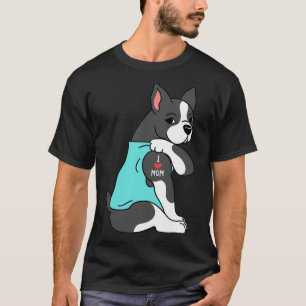Boston Terrier I Love Mam Tattoo Dog Funny Moeder T-shirt