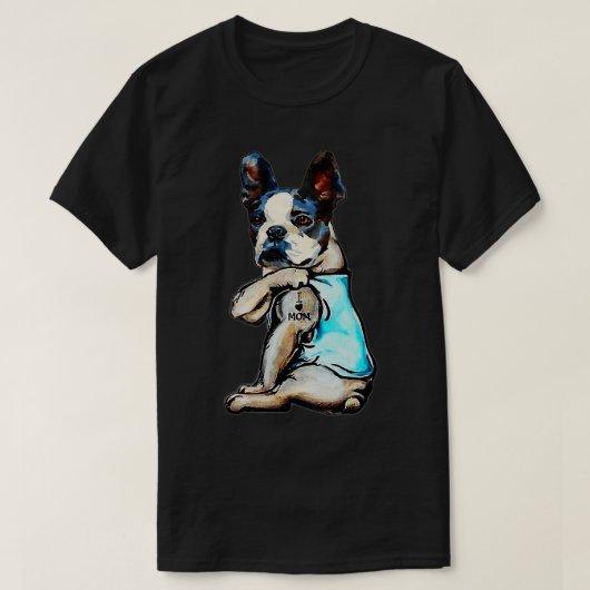 Boston Terrier I Love Mam Tattoo Moederdag Gift T-shirt (Design voorkant)
