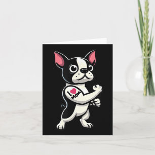 Boston Terrier I Love Mom Funny Dog Tattoo Kaart