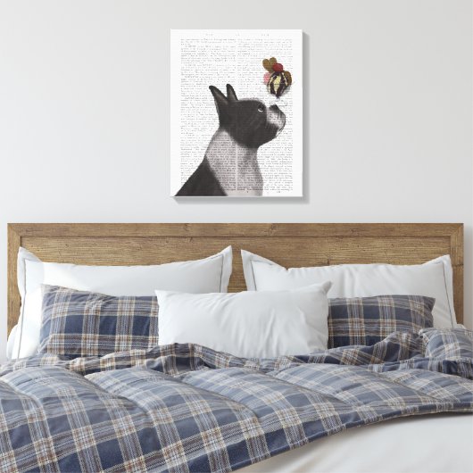 Boston Terrier Ice Cream Canvas Afdruk (Insitu (Slaapkamer))