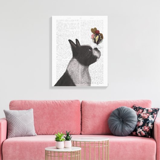 Boston Terrier Ice Cream Canvas Afdruk (Insitu (Woonkamer))