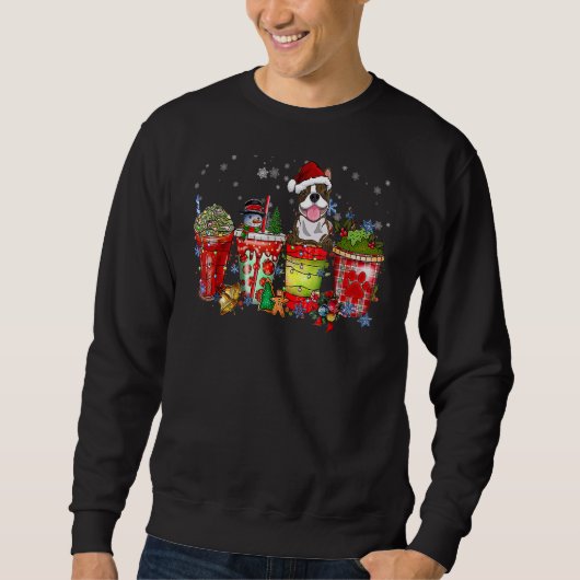 Boston Terrier Iced Latte Snowmen Sweets Snow Chri Trui (Voorkant)