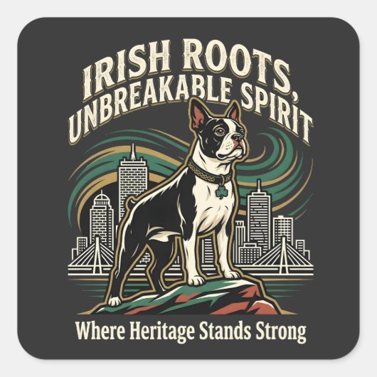 Boston Terrier Ierse Erfgoed Trots Vierkante Sticker (Voorkant)
