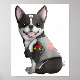 Boston Terrier Ik Hou Mam Tattoo Dog Shirt Moeders Poster