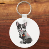 Boston Terrier Ik Hou Mam Tattoo Dog Shirt Moeders Sleutelhanger (Voorkant)