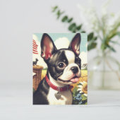 Boston Terrier Illustratie Briefkaart (Staand voorkant)