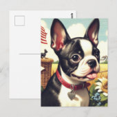 Boston Terrier Illustratie Briefkaart (Voorkant / Achterkant)