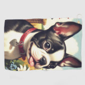  Boston Terrier Illustratie Golfhanddoek (Horizontaal)