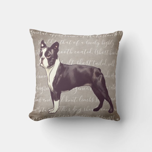 Boston Terrier Illustratie Kussen (Voorkant)