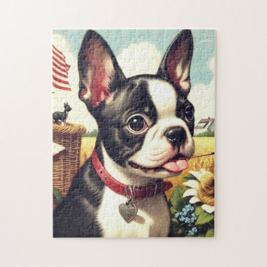  Boston Terrier Illustratie Legpuzzel (Verticaal)