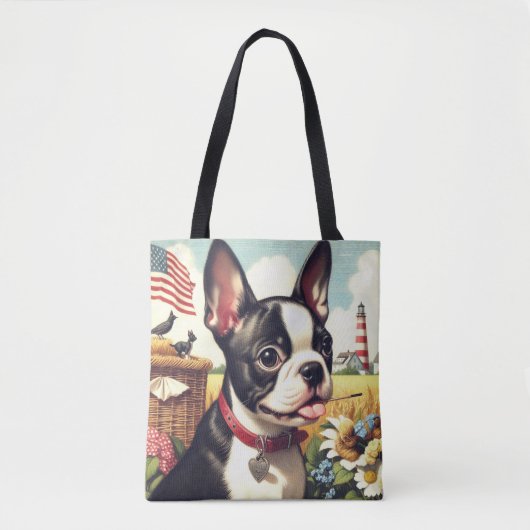 Boston Terrier Illustratie Tote Bag (Voorkant)