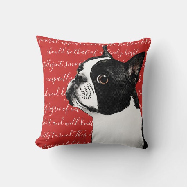 Boston Terrier Illustration Pillow Kussen (Voorkant)