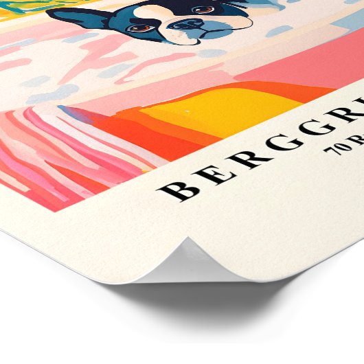 Boston Terrier in bad, Poster voor een leuke badka (Hoek)