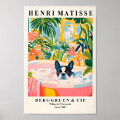 Boston Terrier in bad, Poster voor een leuke badka (Voorkant)