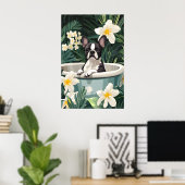 Boston Terrier in badposter, Grappige Hond Poster (Thuiskantoor)