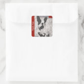 Boston Terrier in Black en White Hartelijk dank Vierkante Sticker (Tas)