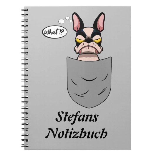 Boston Terrier in Brusttasche, lustig Notitieboek (Voorkant)