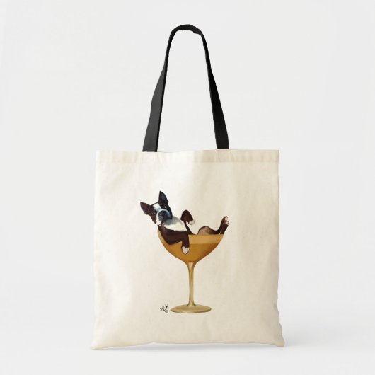 Boston Terrier in Cocktail Glass 2 Tote Bag (Voorkant)