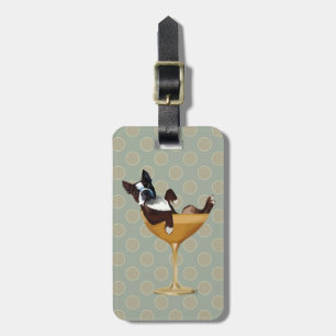 Boston Terrier in Cocktail Glass Bagagelabel
