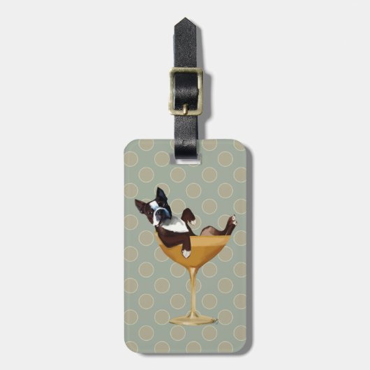 Boston Terrier in Cocktail Glass Bagagelabel (Voorkant verticaal)