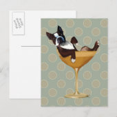 Boston Terrier in Cocktail Glass Briefkaart (Voorkant / Achterkant)