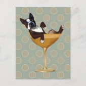 Boston Terrier in Cocktail Glass Briefkaart (Voorkant)