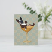 Boston Terrier in Cocktail Glass Briefkaart (Staand voorkant)