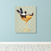 Boston Terrier in Cocktail Glass Canvas Afdruk (Insitu (Houten vloer))