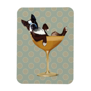 Boston Terrier in Cocktail Glass Magneet