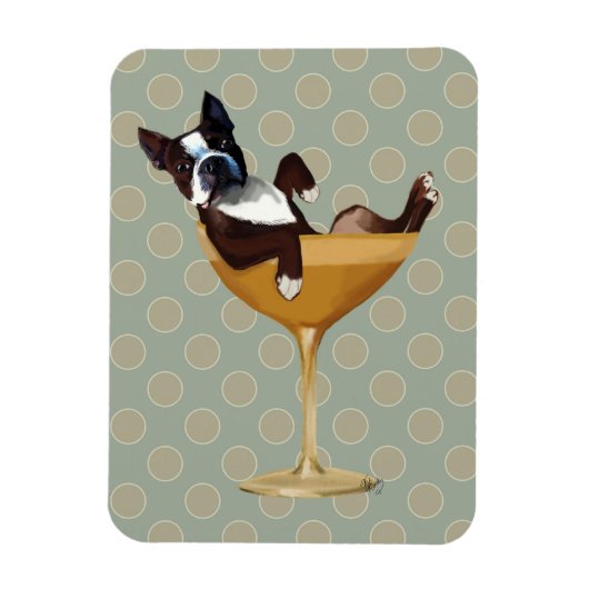 Boston Terrier in Cocktail Glass Magneet (Verticaal)