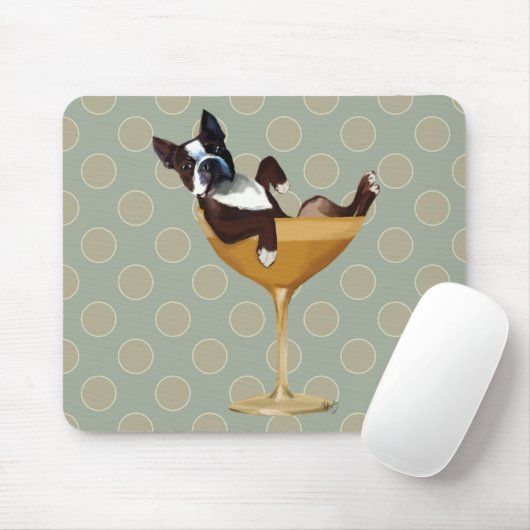 Boston Terrier in Cocktail Glass Muismat (Met muis)