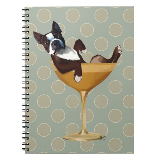 Boston Terrier in Cocktail Glass Notitieboek (Voorkant)