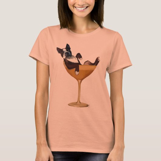 Boston Terrier in Cocktail Glass T-shirt (Voorkant)