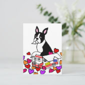 Boston Terrier in de Box Cartoon Briefkaart (Staand voorkant)