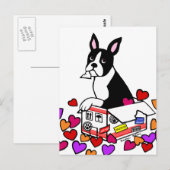 Boston Terrier in de Box Cartoon Briefkaart (Voorkant / Achterkant)