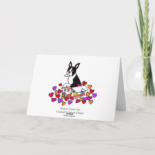 Boston Terrier in de Cartoon Valentijn van de Doos Feestdagen Kaart (Achterkant)